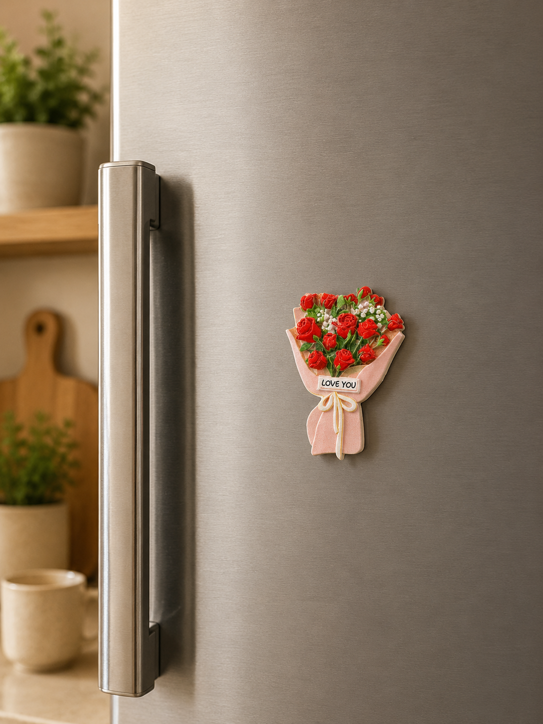 Red Rose Bouquet Fridge Magnet 🌹