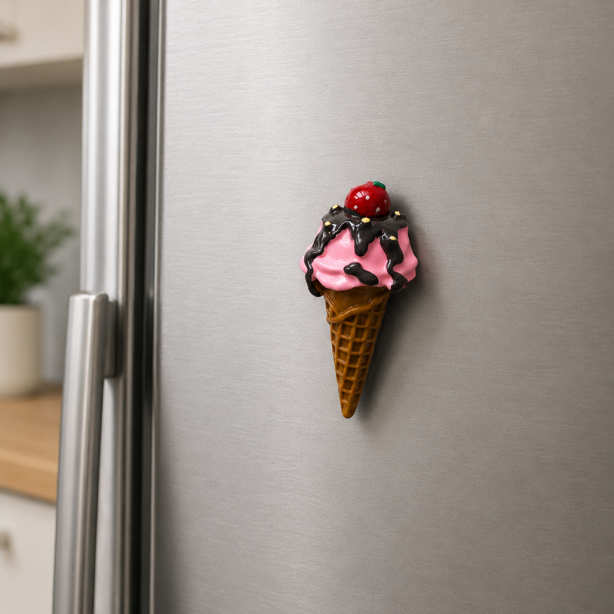 Strawberry Chocolate Ice Cream Fridge Magnet 🍓🍦