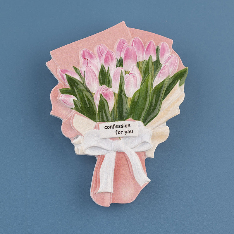 Pink Tulip Bouquet Fridge Magnet 🌷
