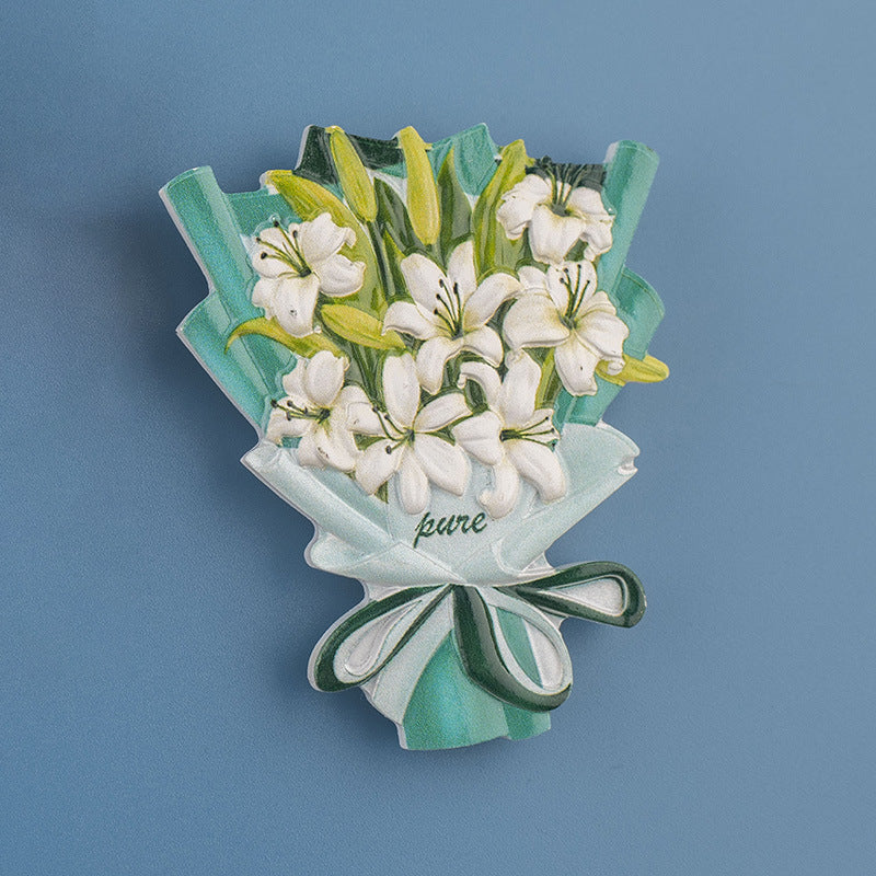 White Lily Bouquet Fridge Magnet 💐