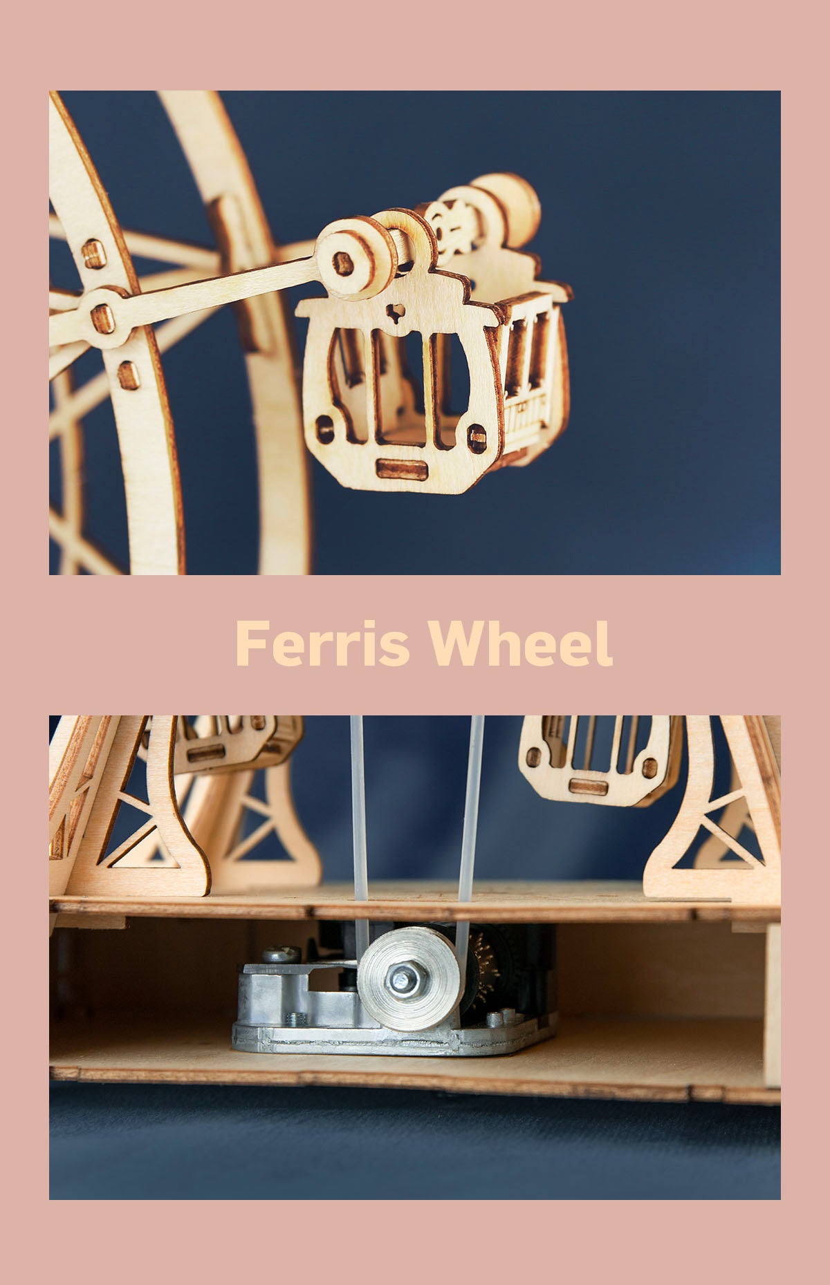 دولاب هواء خشبي موسيقي – Ferris Wheel Wooden Music Model