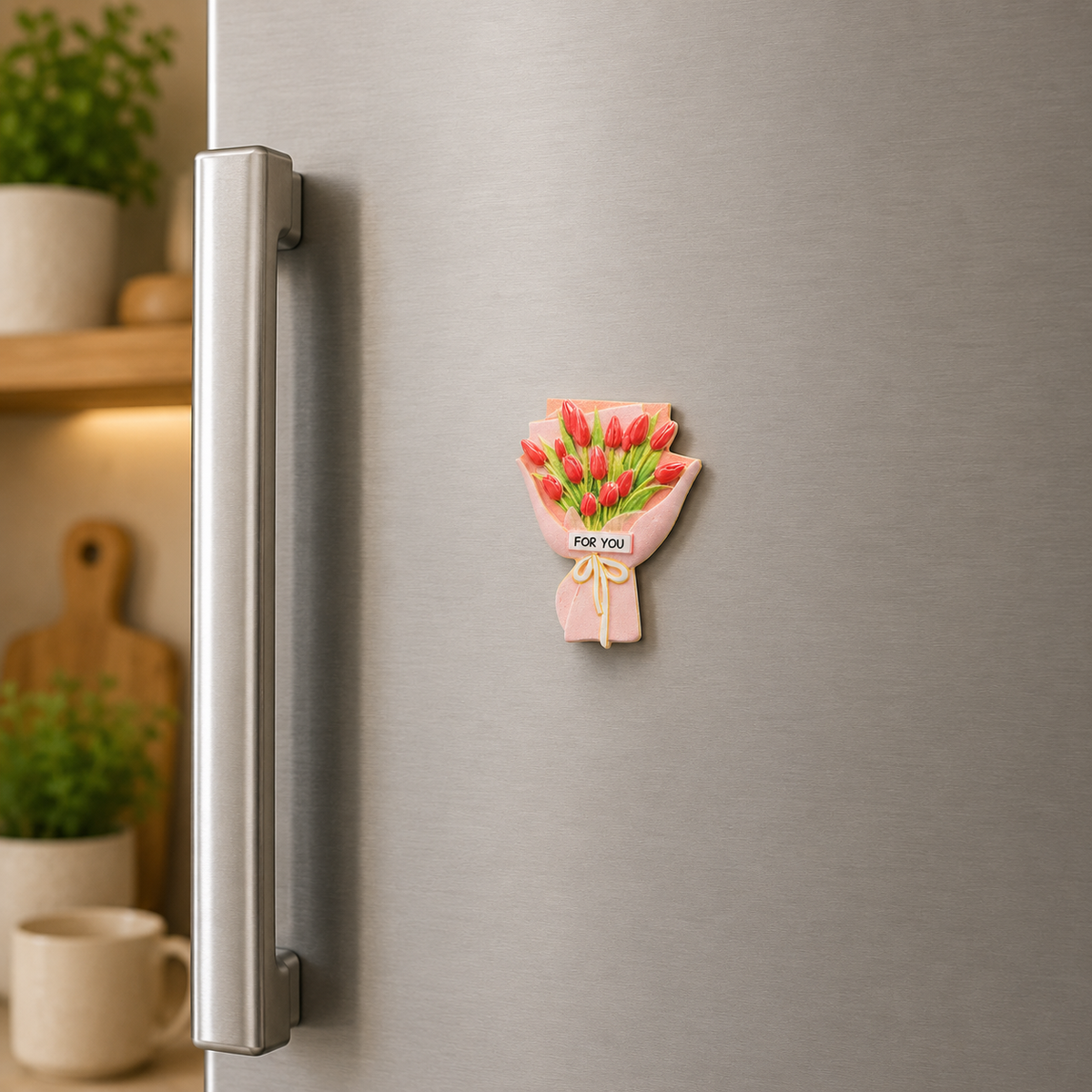 Red Tulip Bouquet Fridge Magnet 🌷