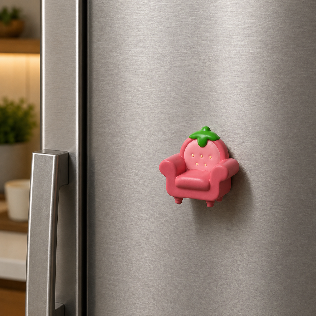 Pink Strawberry Chair Fridge Magnet 🍓