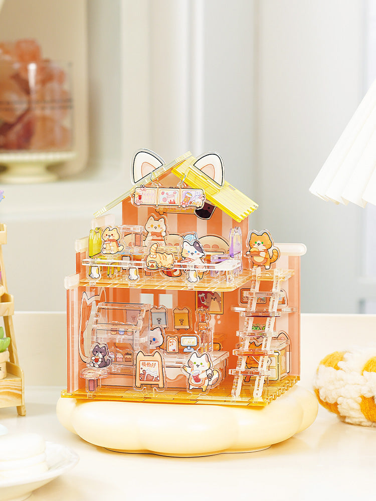 مجسم متجر شاي الحليب للقطط 3D – Cat Milk Tea Shop Puzzle (90 قطعة)