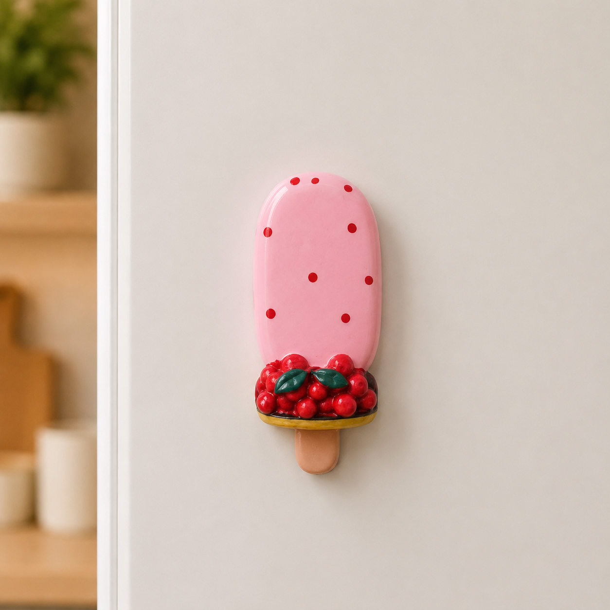 مغناطيس ثلاجة آيس كريم التوت الوردي 🍓🍦