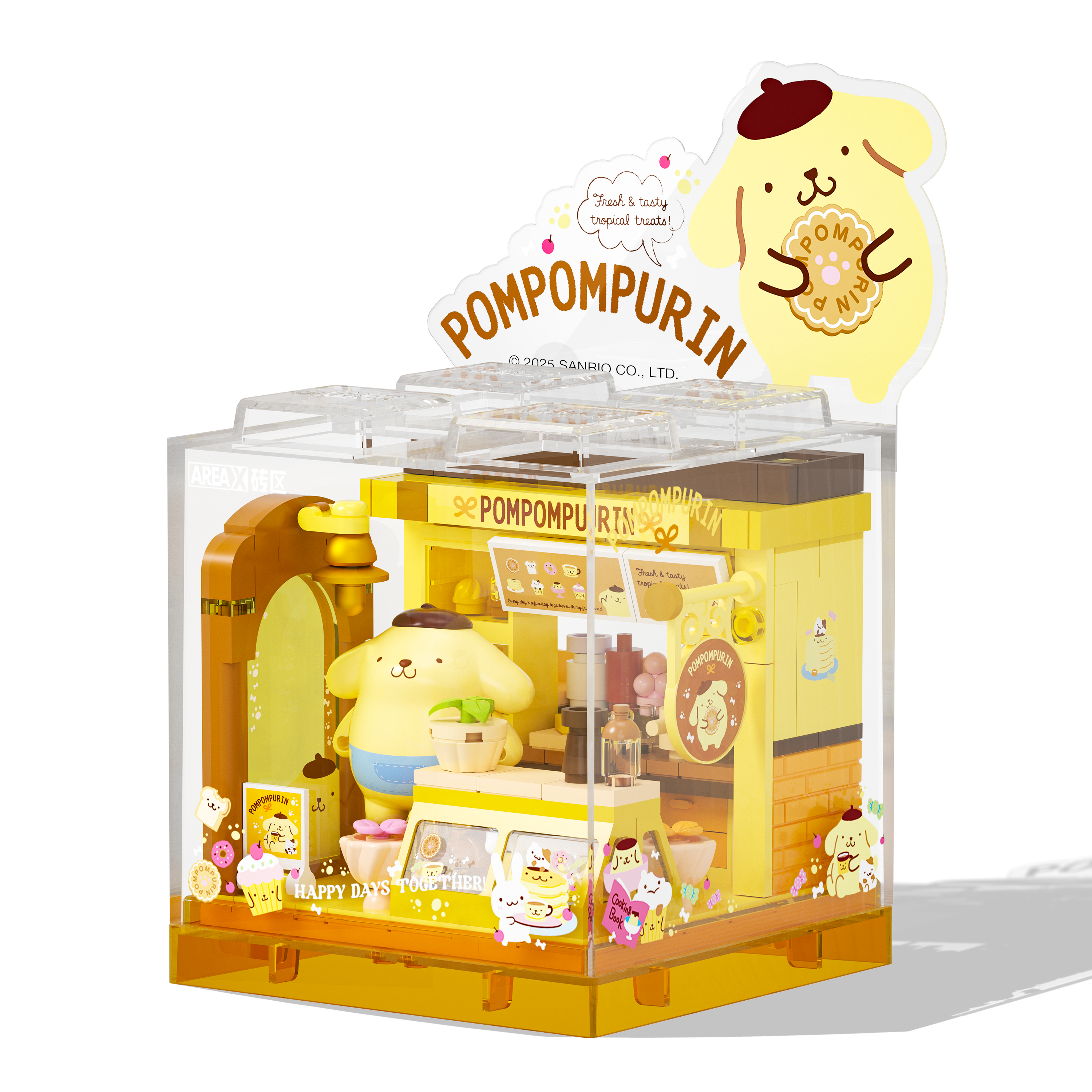 مجموعة مكعبات بومبومبورين – متجر حلويات كيوت Pompompurin Cute Dessert Shop Building Blocks Set
