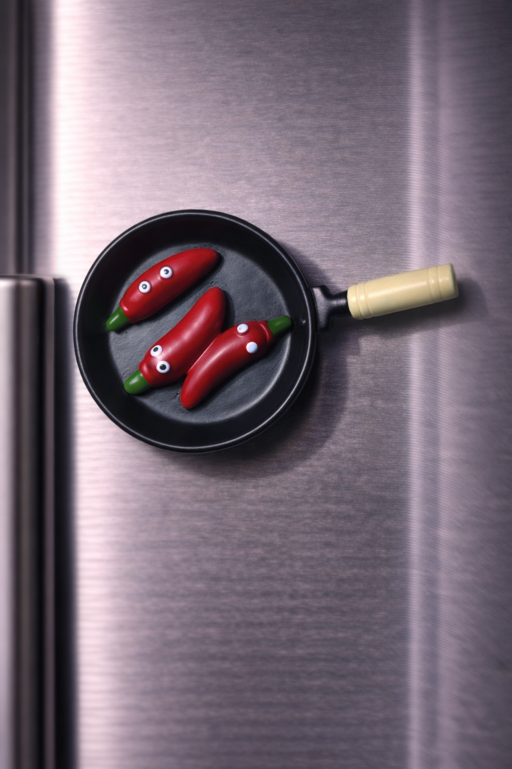 مغناطيس ثلاجة مقلاة فلفل حار كرتوني