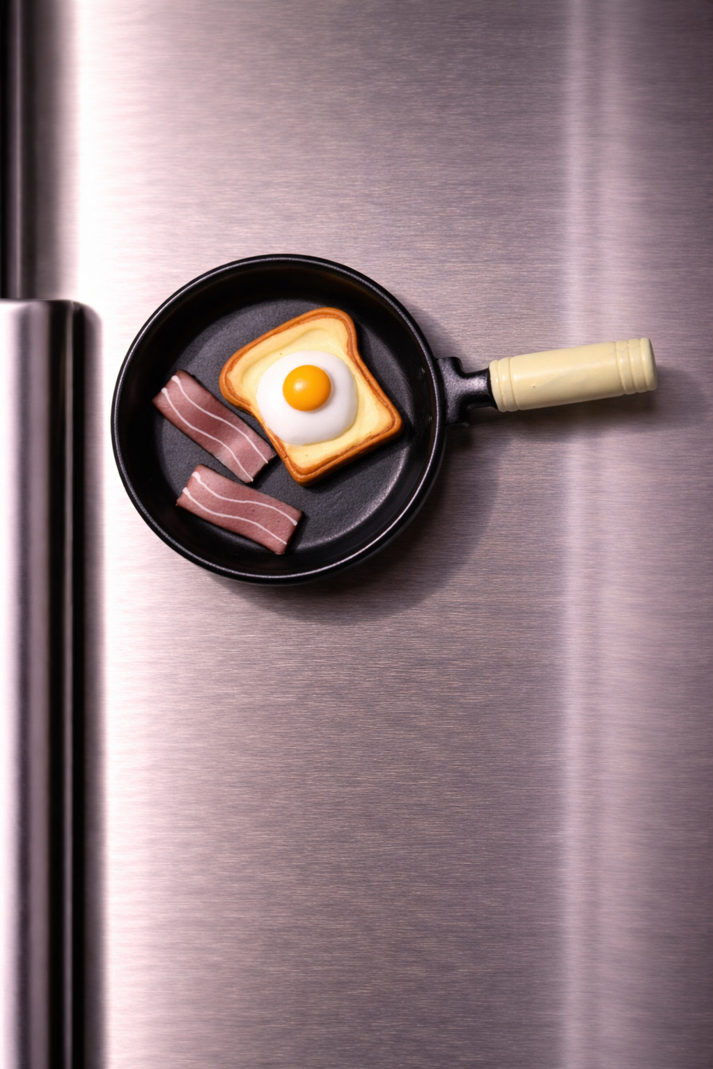 مغناطيس ثلاجة مقلاة توست بالبيض و شرائح اللحم