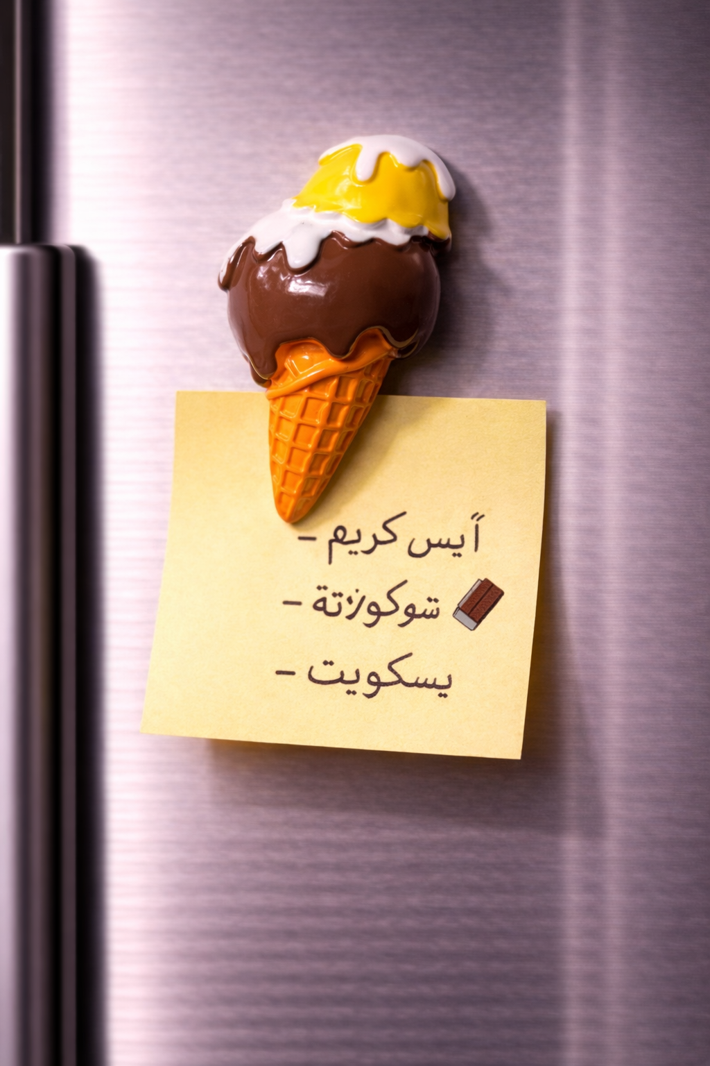 مغناطيس ثلاجة آيس كريم ثلاثي الطبقات (شوكولاتة + فانيلا)